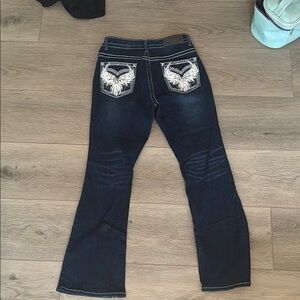 Mango Blue Flare Wide Leg Jeans with Decorative Back